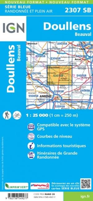 Carte de randonnée n° 2307 - Doullens, Beauval | IGN - Série Bleue carte de randonnée IGN