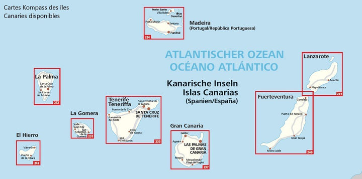 Carte de randonnée n° 232 - La Palma (îles Canaries) | Kompass carte pliée Kompass 