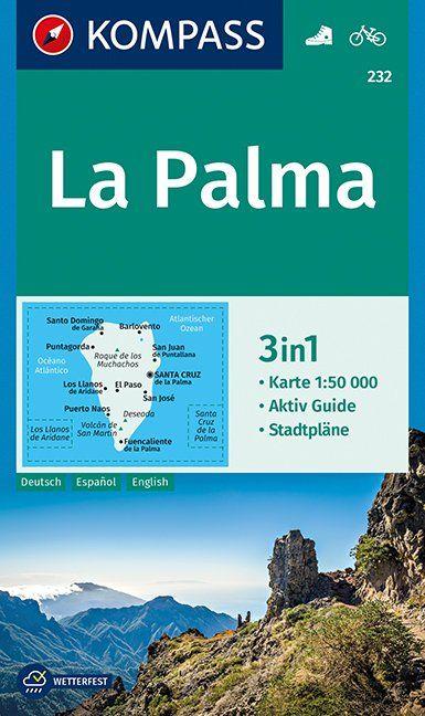 Carte de randonnée n° 232 - La Palma (îles Canaries) | Kompass carte pliée Kompass 