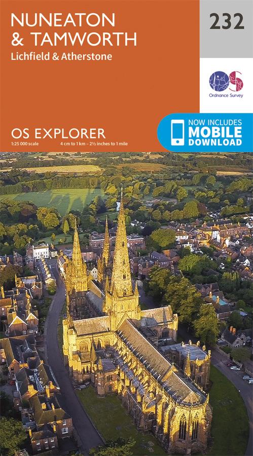 Carte de randonnée n° 232 - Nuneaton, Tamworth (Grande Bretagne) | Ordnance Survey - Explorer carte de randonnée Ordnance Survey Papier
