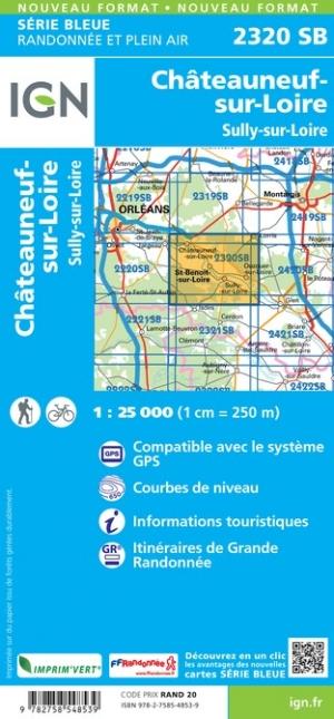 Carte de randonnée n° 2320 - Châteauneuf-sur-Loire, Sully-sur-Loire | IGN - Série Bleue carte de randonnée IGN