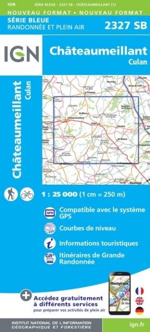 Carte de randonnée n° 2327 - Châteaumeillant, Culan | IGN - Série Bleue carte pliée IGN 