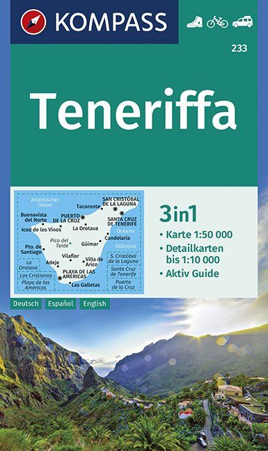 Carte de randonnée n° 233 - Tenerife (îles Canaries) | Kompass carte pliée Kompass 