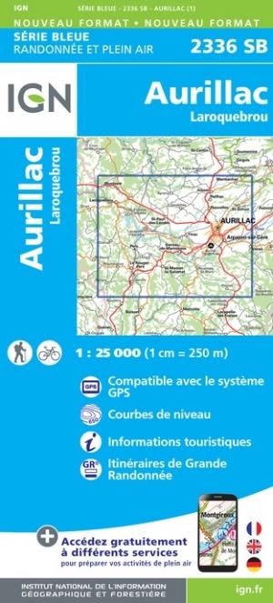 Carte de randonnée n° 2336 - Aurillac, Laroquebrou | IGN - Série Bleue carte de randonnée IGN