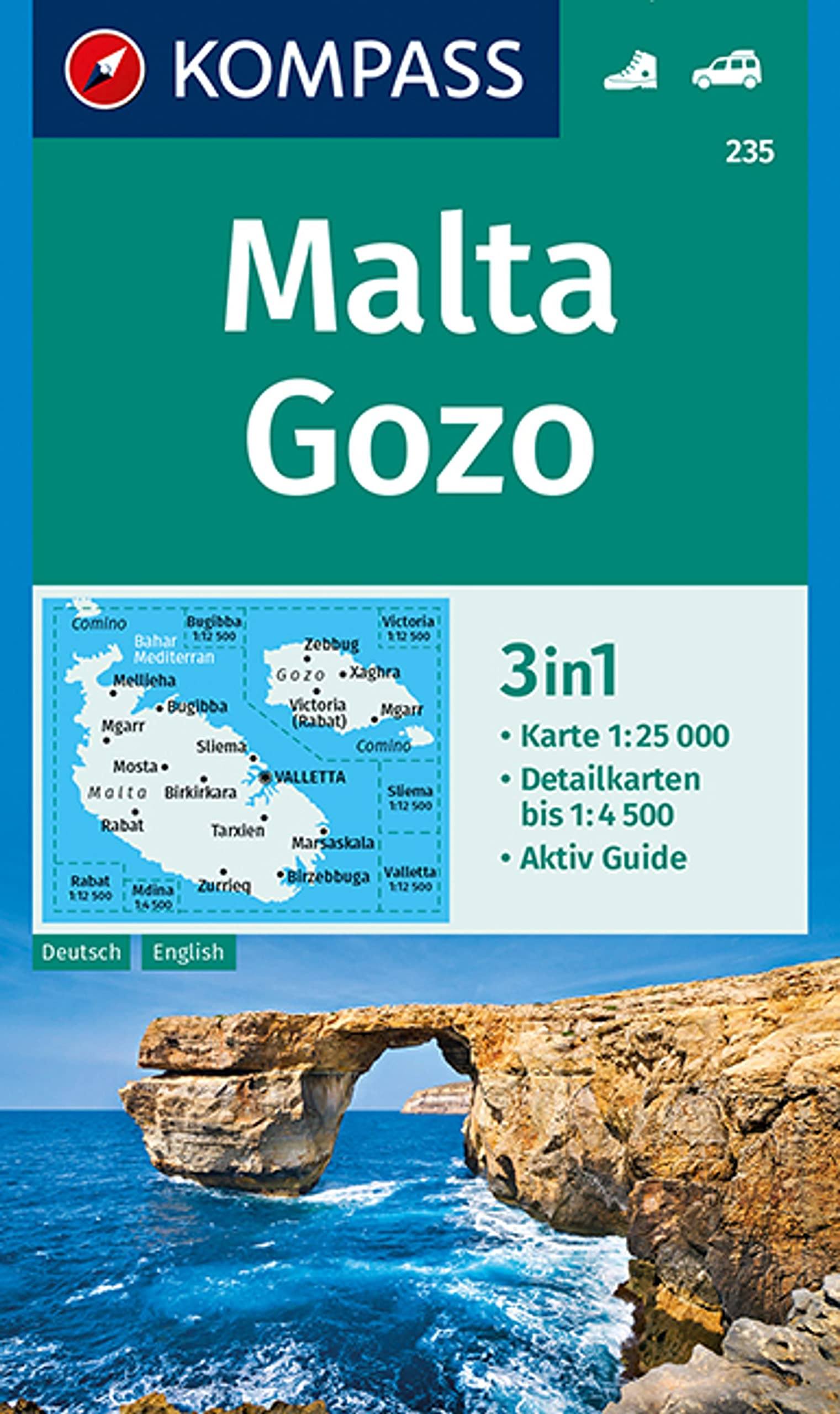 Carte de randonnée n° 235 - Malte & Gozo | Kompass carte de randonnée Kompass