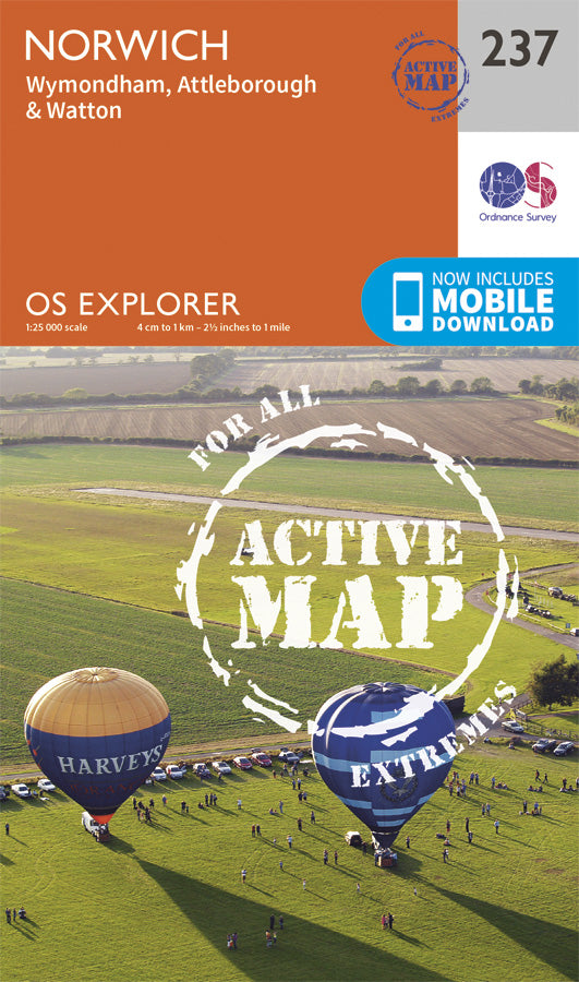 Carte de randonnée n° 237 - Norwich, Wymondham, Attleborough, Watton (Grande Bretagne) | Ordnance Survey - Explorer carte de randonnée Ordnance Survey Plastifiée
