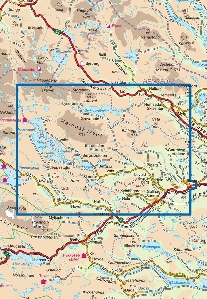 Carte de randonnée n° 2385 - Reineskarvet (Norvège) | Nordeca - Turkart 1/50 000 carte pliée Nordeca 