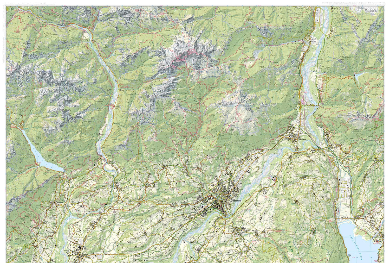 Carte de randonnée n° 24 - Dolomites autour de Belluno (Dolomites, Italie) | Tabacco carte de randonnée Tabacco