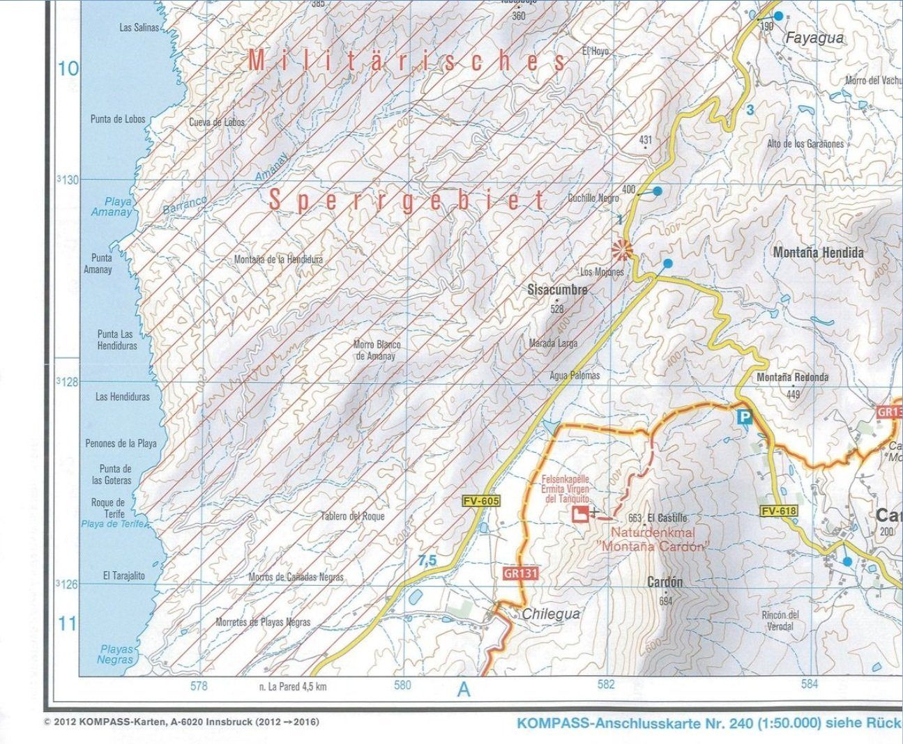 Carte de randonnée n° 240 - Fuerteventura | Kompass carte de randonnée Kompass