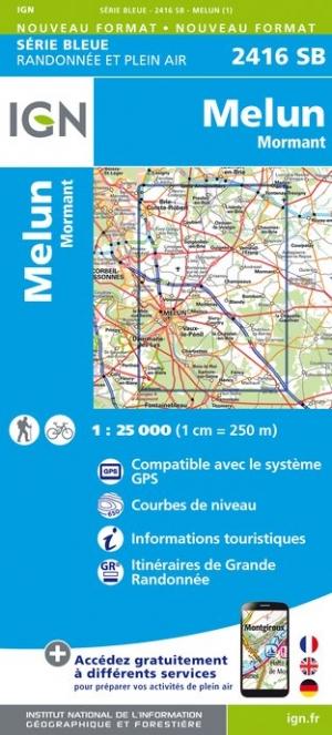 Carte de randonnée n° 2416 - Melun, Mormant | IGN - Série Bleue carte pliée IGN 