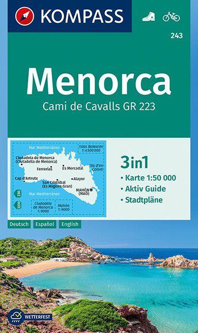 Carte de randonnée n° 243 - Minorque | Kompass carte pliée Kompass 