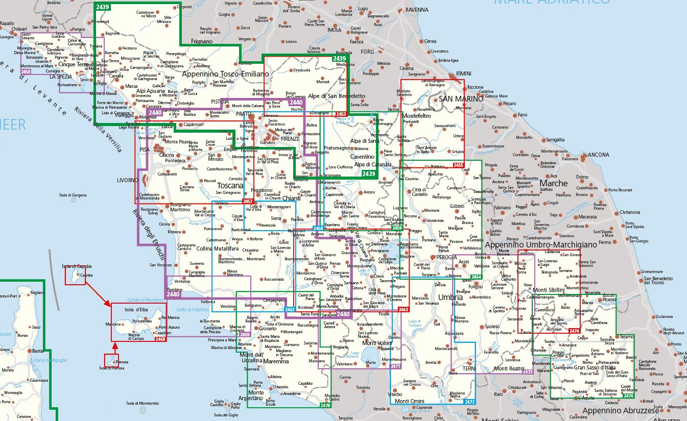 Carte de randonnée n° 2458 - Florence, Sienne & Chianti + Guide (Toscane, Italie) | Kompass carte de randonnée Kompass