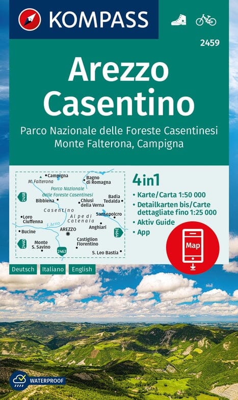 Carte de randonnée n° 2459 - Arezzo, Casentino (Italie) | Kompass carte de randonnée Kompass