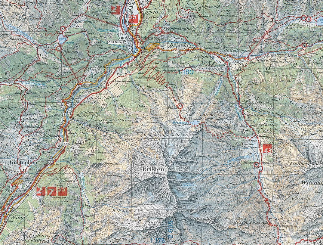 Carte de randonnée n° 245T - Stans (Suisse) | Swisstopo - Excursions au 1/50 000 carte pliée Swisstopo 