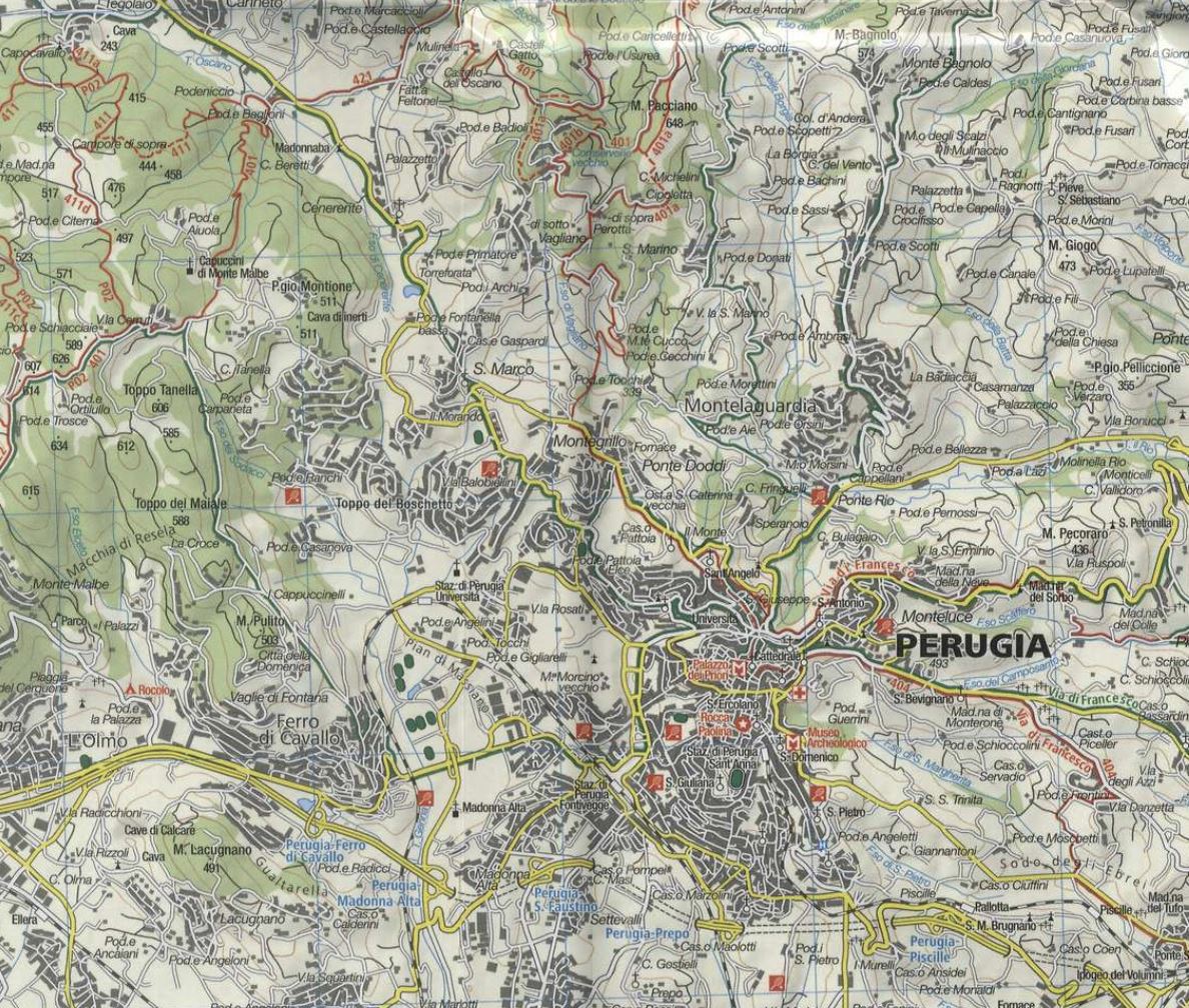 Carte de randonnée n° 2464 - Perugia (Pérouse), Assise (Italie) | Kompass carte de randonnée Kompass