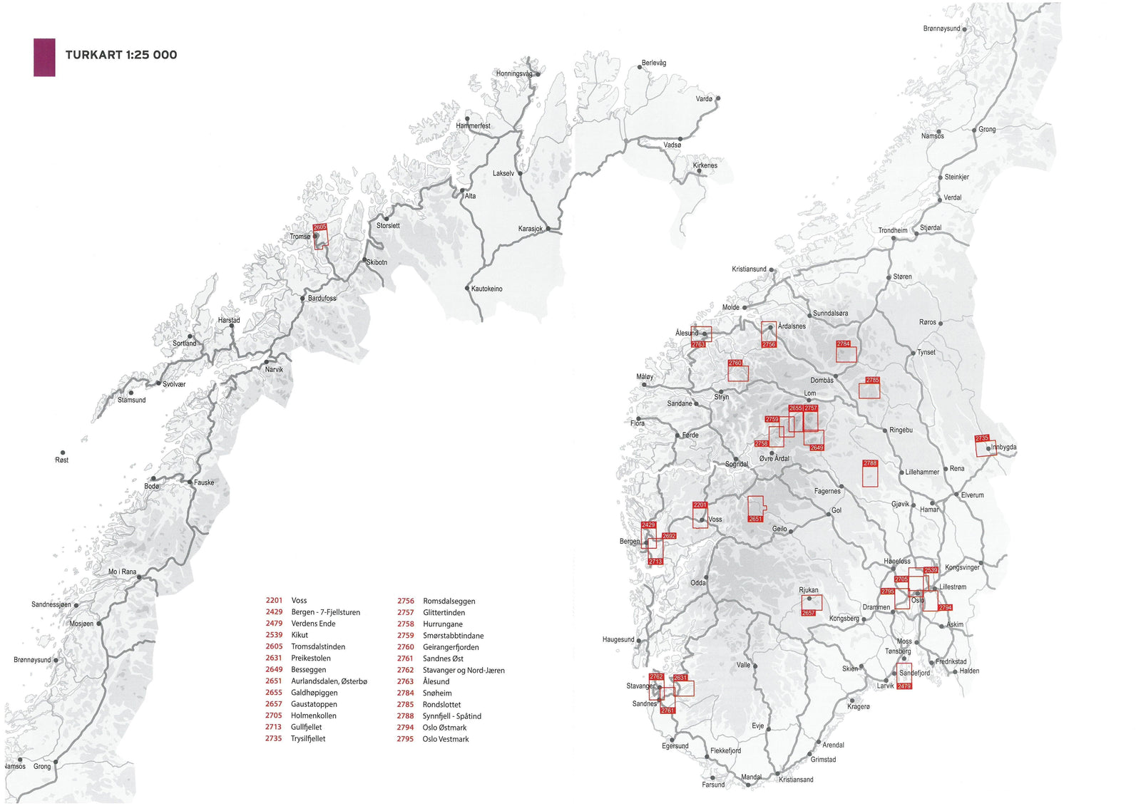 Carte de randonnée n° 2479 - Verdens Ende (Norvège) | Nordeca - Turkart 1/25 000 carte de randonnée Nordeca