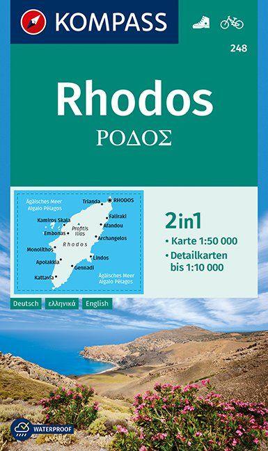 Carte de randonnée n° 248 - Rhodes | Kompass carte de randonnée Kompass