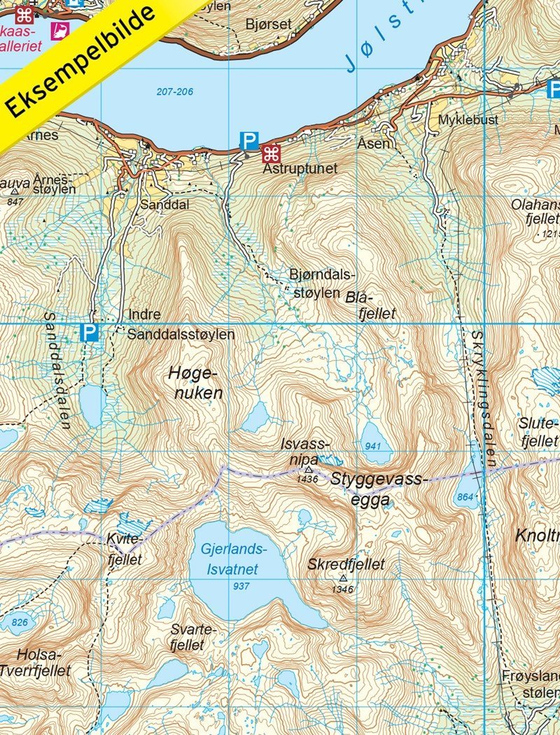 Carte de randonnée n° 2481 - Indre Sunnfjord (Norvège) | Nordeca - Turkart 1/100 000 carte pliée Nordeca 