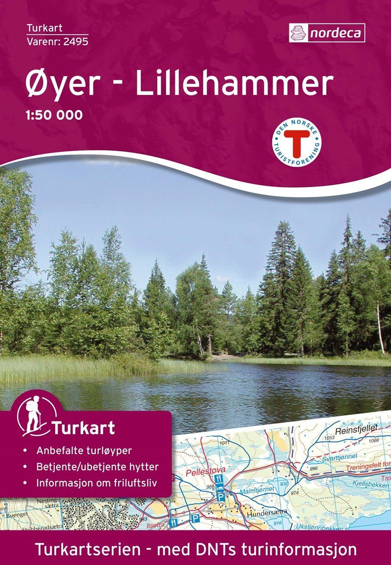 Carte de randonnée n° 2495 - Øyer, Lillehammer (Norvège) | Nordeca - Turkart 1/50 000 carte pliée Nordeca 
