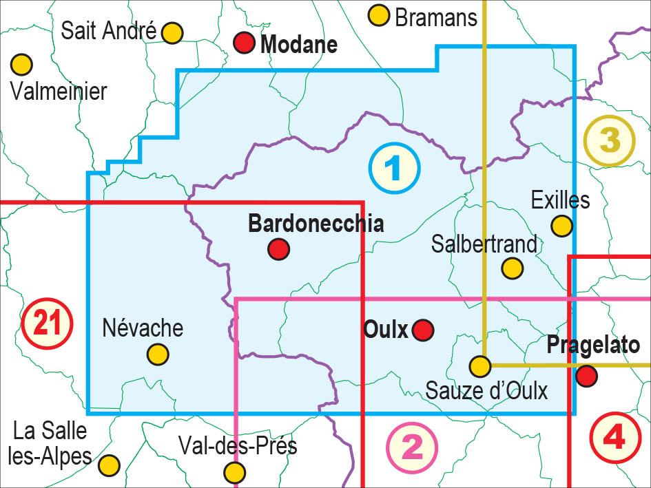 Carte de randonnée n° 25-01 - Alta Valle Susa | Fraternali - 1/25 000 carte pliée Fraternali 