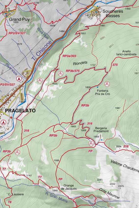 Carte de randonnée n° 02 - Alta Valle Susa, Alta Val Chisone | Fraternali - 1/25 000 carte de randonnée Fraternali
