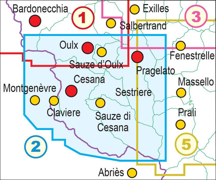 Carte de randonnée n° 25-02 - Alta Valle Susa, Alta Val Chisone | Fraternali - 1/25 000 carte pliée Fraternali 
