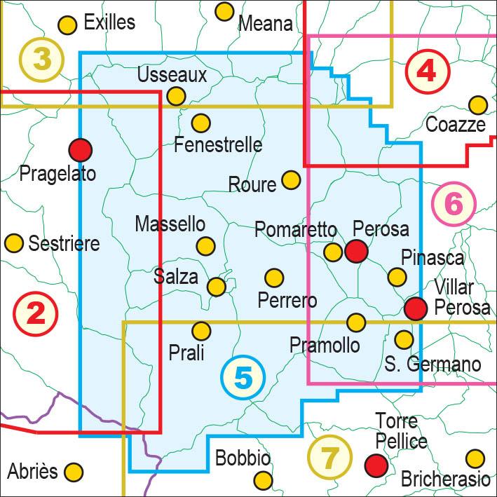 Carte de randonnée n° 05 - Val Germanasca, Val Chisone | Fraternali - 1/25 000 carte de randonnée Fraternali