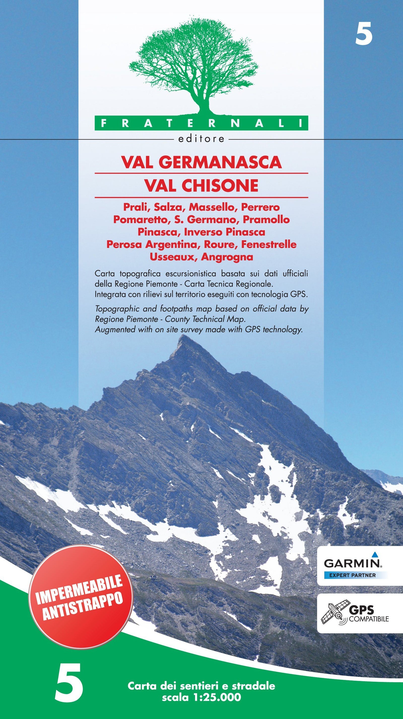 Carte de randonnée n° 25-05 - Val Germanasca, Val Chisone | Fraternali - 1/25 000 carte de randonnée Fraternali Default Title