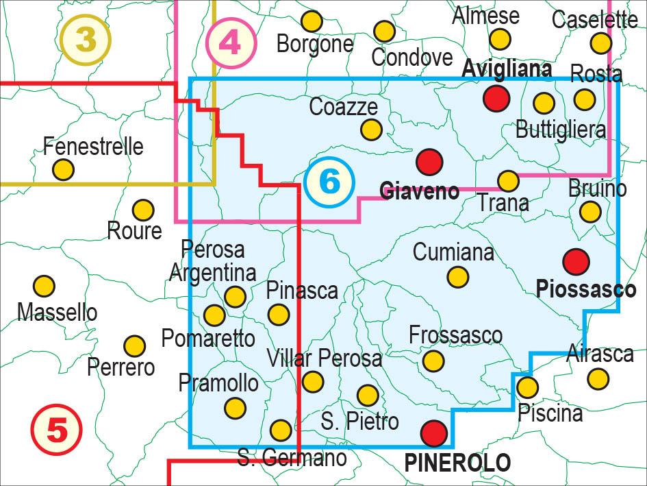 Carte de randonnée n° 25-06 - Pinerolese, Val Sangone | Fraternali - 1/25 000 carte pliée Fraternali 