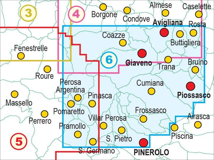 Carte de randonnée n° 25-06 - Pinerolese, Val Sangone | Fraternali - 1/25 000 carte pliée Fraternali 