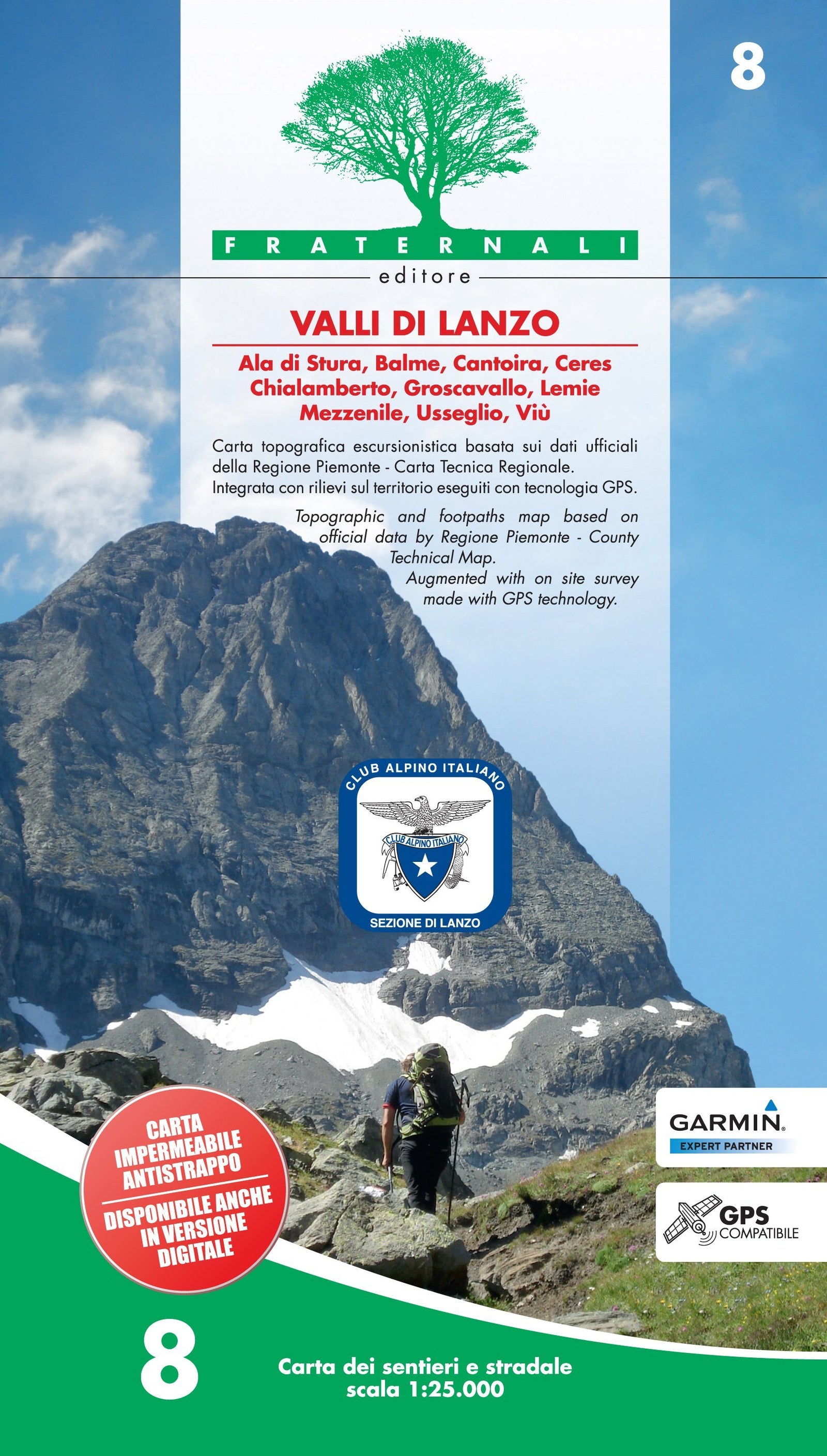Carte de randonnée n° 25-08 - Valli di Lanzo | Fraternali - 1/25 000 carte de randonnée Fraternali Default Title