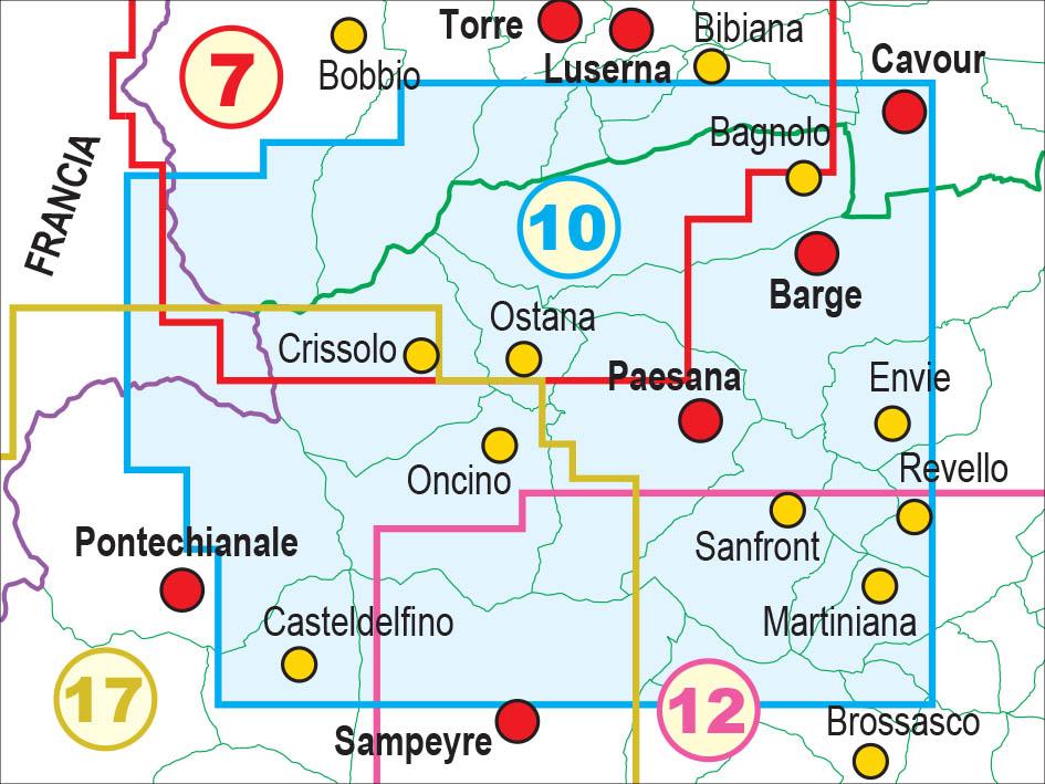 Carte de randonnée n° 25-10 - Valle Po, Monviso, Monte Bracco | Fraternali - 1/25 000 carte pliée Fraternali 