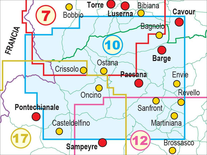 Carte de randonnée n° 25-10 - Valle Po, Monviso, Monte Bracco | Fraternali - 1/25 000 carte pliée Fraternali 