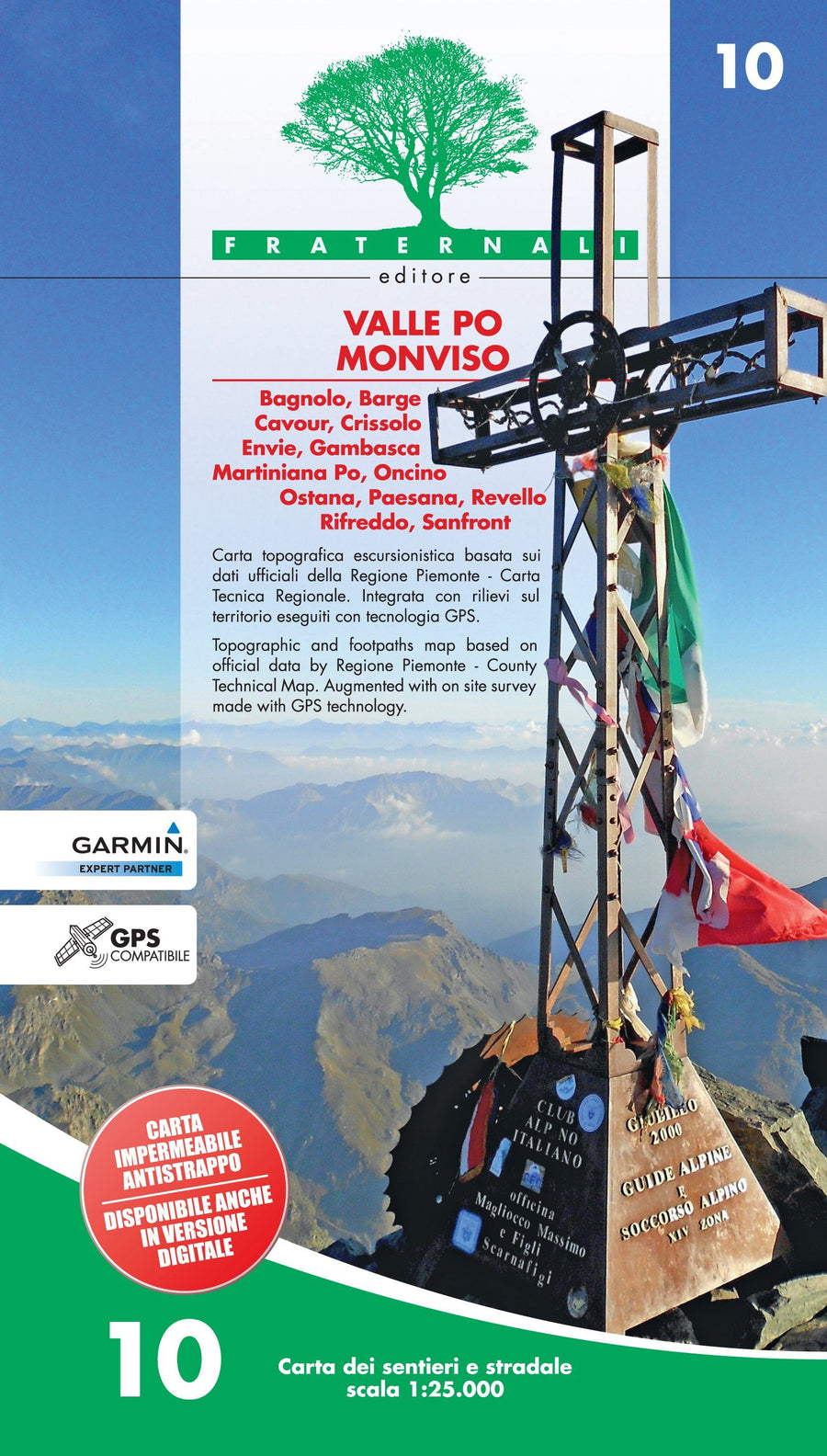 Carte de randonnée n° 25-10 - Valle Po, Monviso, Monte Bracco | Fraternali - 1/25 000 carte pliée Fraternali 