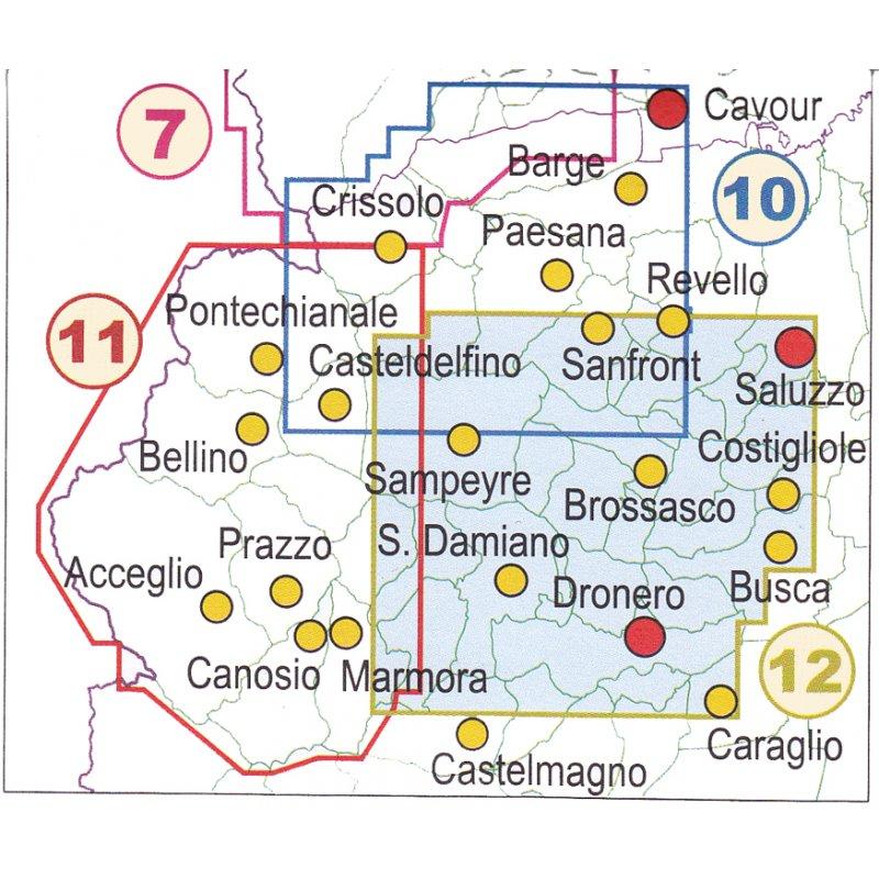 Carte de randonnée n° 12 - Bassa Valle Varaita, Bassa Valle Maira | Fraternali - 1/25 000 carte de randonnée Fraternali
