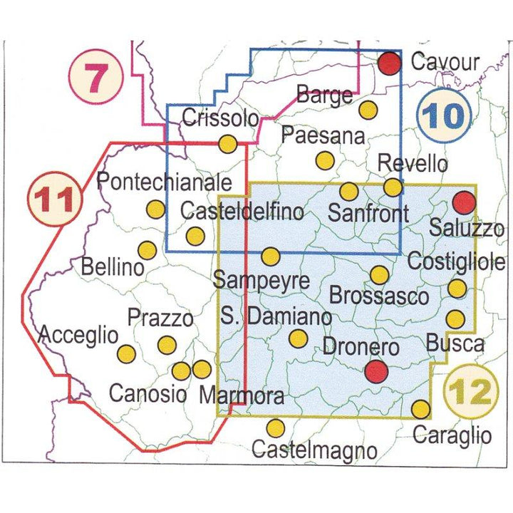 Carte de randonnée n° 25-12 - Bassa Valle Varaita, Bassa Valle Maira | Fraternali - 1/25 000 carte pliée Fraternali 