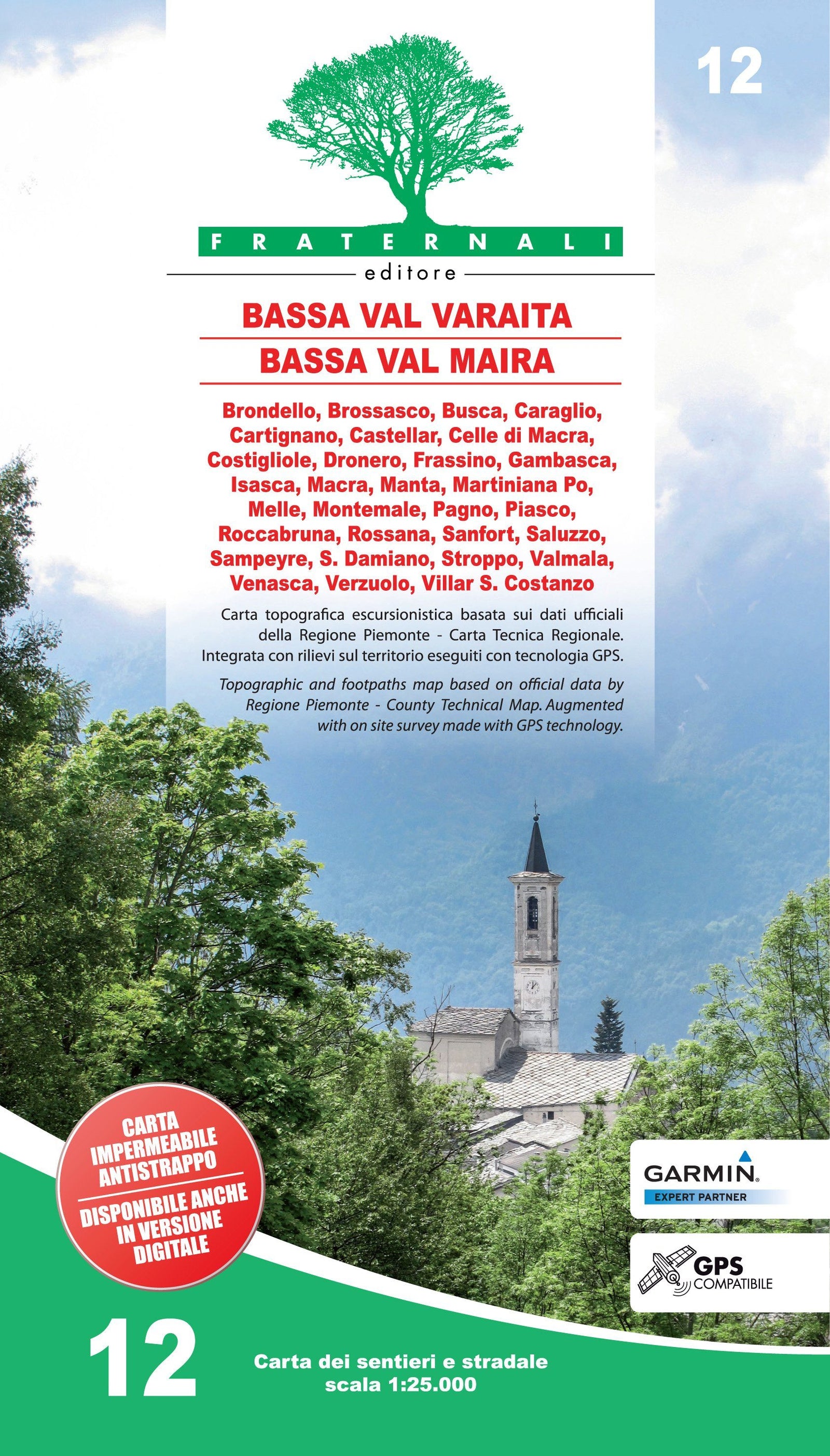 Carte de randonnée n° 25-12 - Bassa Valle Varaita, Bassa Valle Maira | Fraternali - 1/25 000 carte de randonnée Fraternali Default Title