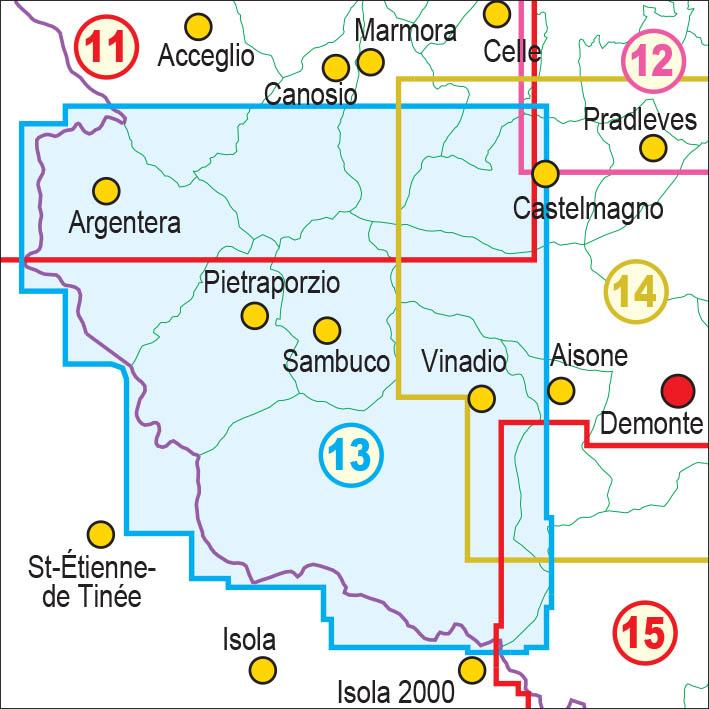 Carte de randonnée n° 25-13 - Alta Valle Stura di Demonte | Fraternali - 1/25 000 carte pliée Fraternali 
