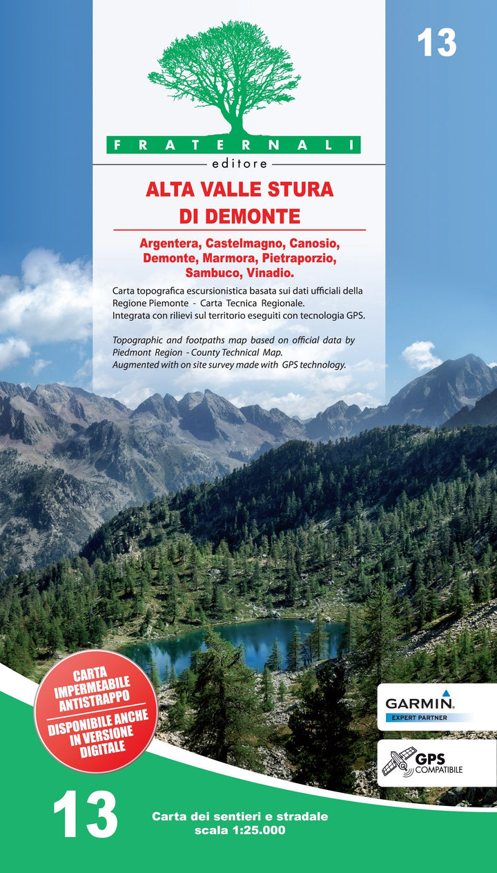 Carte de randonnée n° 25-13 - Alta Valle Stura di Demonte | Fraternali - 1/25 000 carte pliée Fraternali 