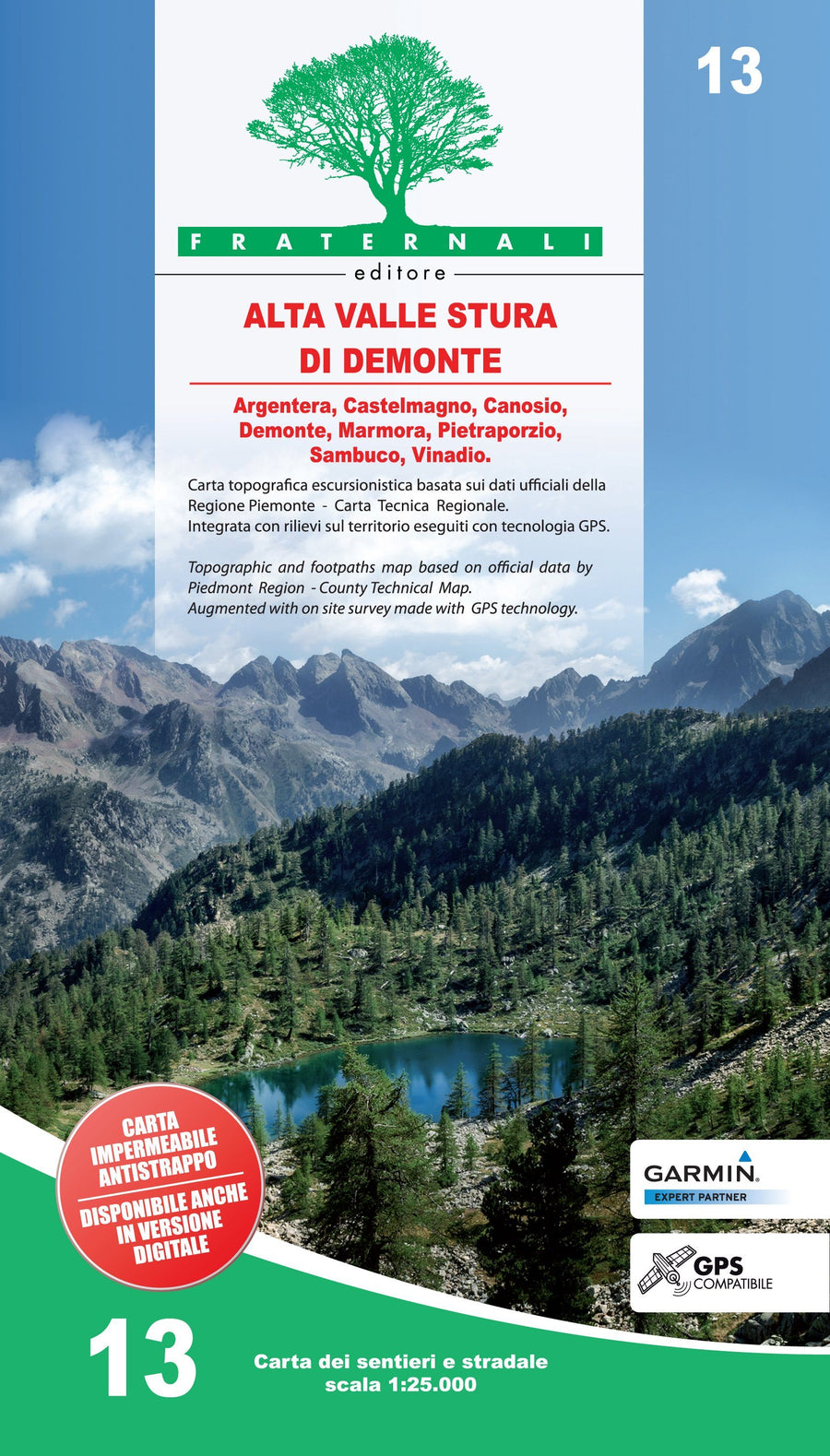 Carte de randonnée n° 25-13 - Alta Valle Stura di Demonte | Fraternali - 1/25 000 carte pliée Fraternali 