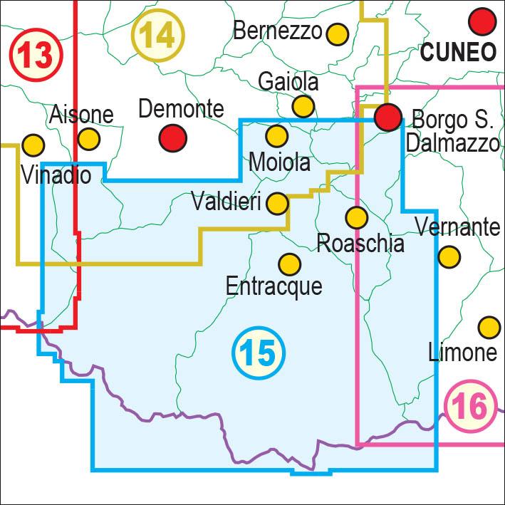 Carte de randonnée n° 15 - Valle Gesso, Parco naturale delle Alpi Marittime | Fraternali - 1/25 000 carte de randonnée Fraternali