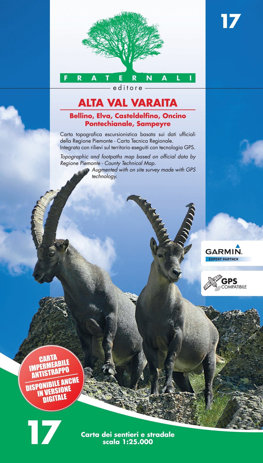 Carte de randonnée n° 25-17 - Alta Val Varaita | Fraternali - 1/25 000 carte pliée Fraternali 