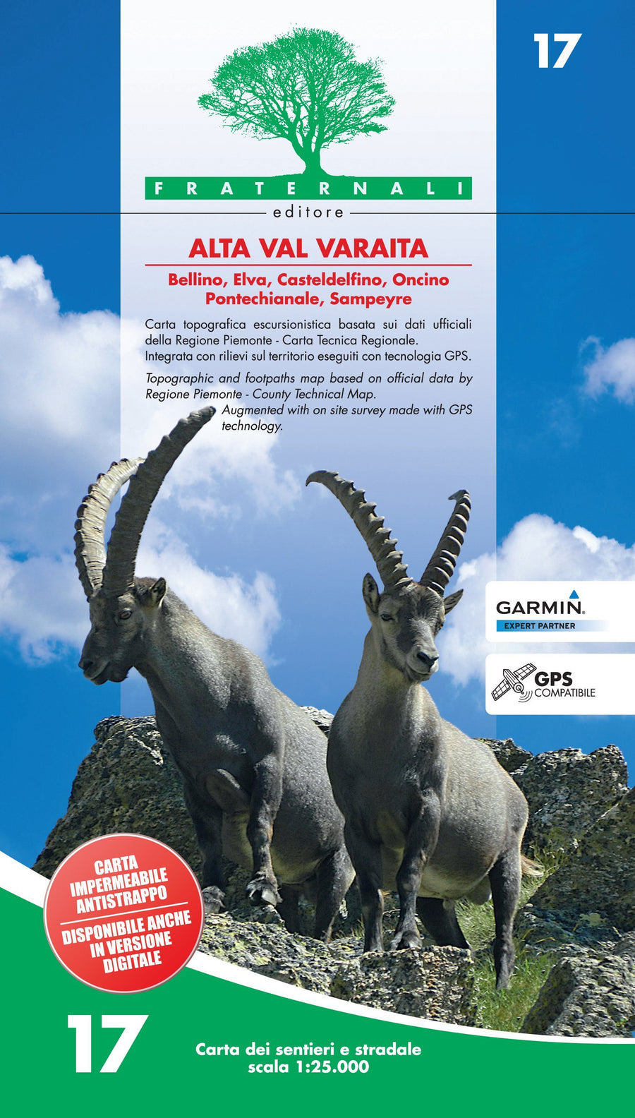 Carte de randonnée n° 25-17 - Alta Val Varaita | Fraternali - 1/25 000 carte pliée Fraternali 