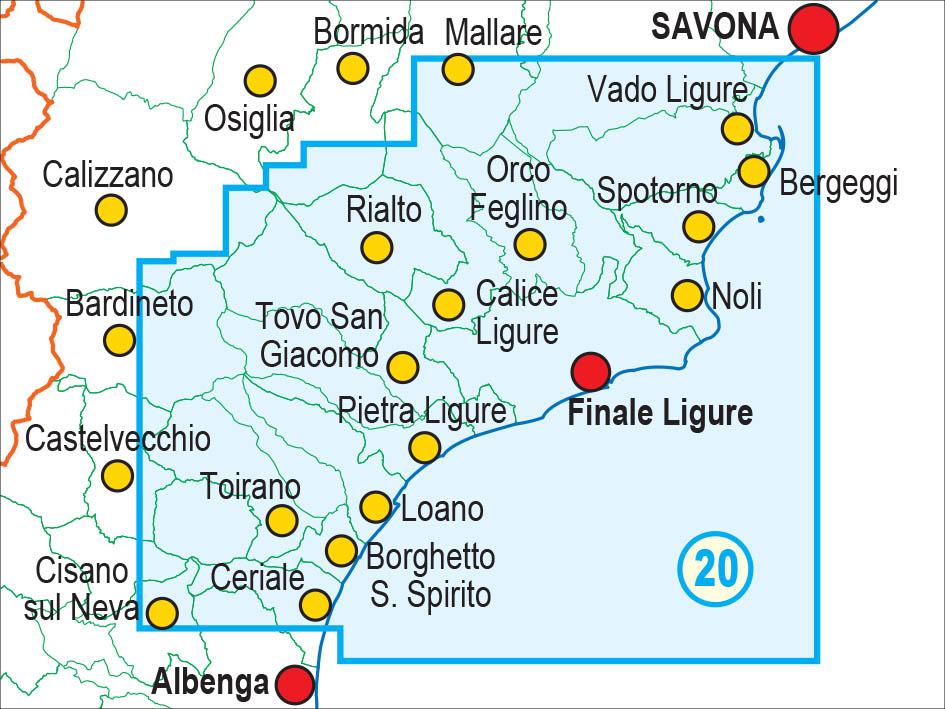 Carte de randonnée n° 20 - Finalese | Fraternali - 1/25 000 carte de randonnée Fraternali