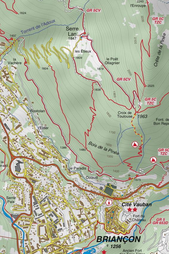 Carte de randonnée n° 25-21 - Briançon, Vallée de la Guisane, Vallée de la Clarée | Fraternali - 1/25 000 carte pliée Fraternali 