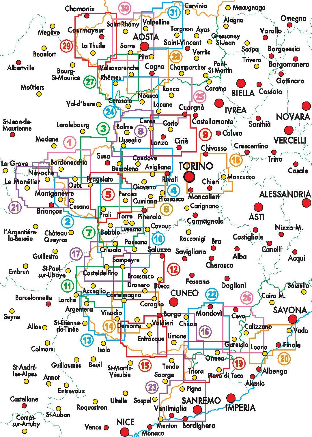 Carte de randonnée n° 22 - Mondovì, Valle Ellero, Val Maudagna, Val Corsaglia | Fraternali - 1/25 000 carte de randonnée Fraternali