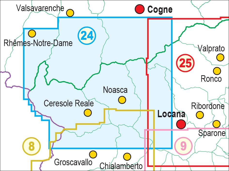 Carte de randonnée n° 25-24 - Alta Valle Orco, Gran Paradiso | Fraternali - 1/25 000 carte pliée Fraternali 