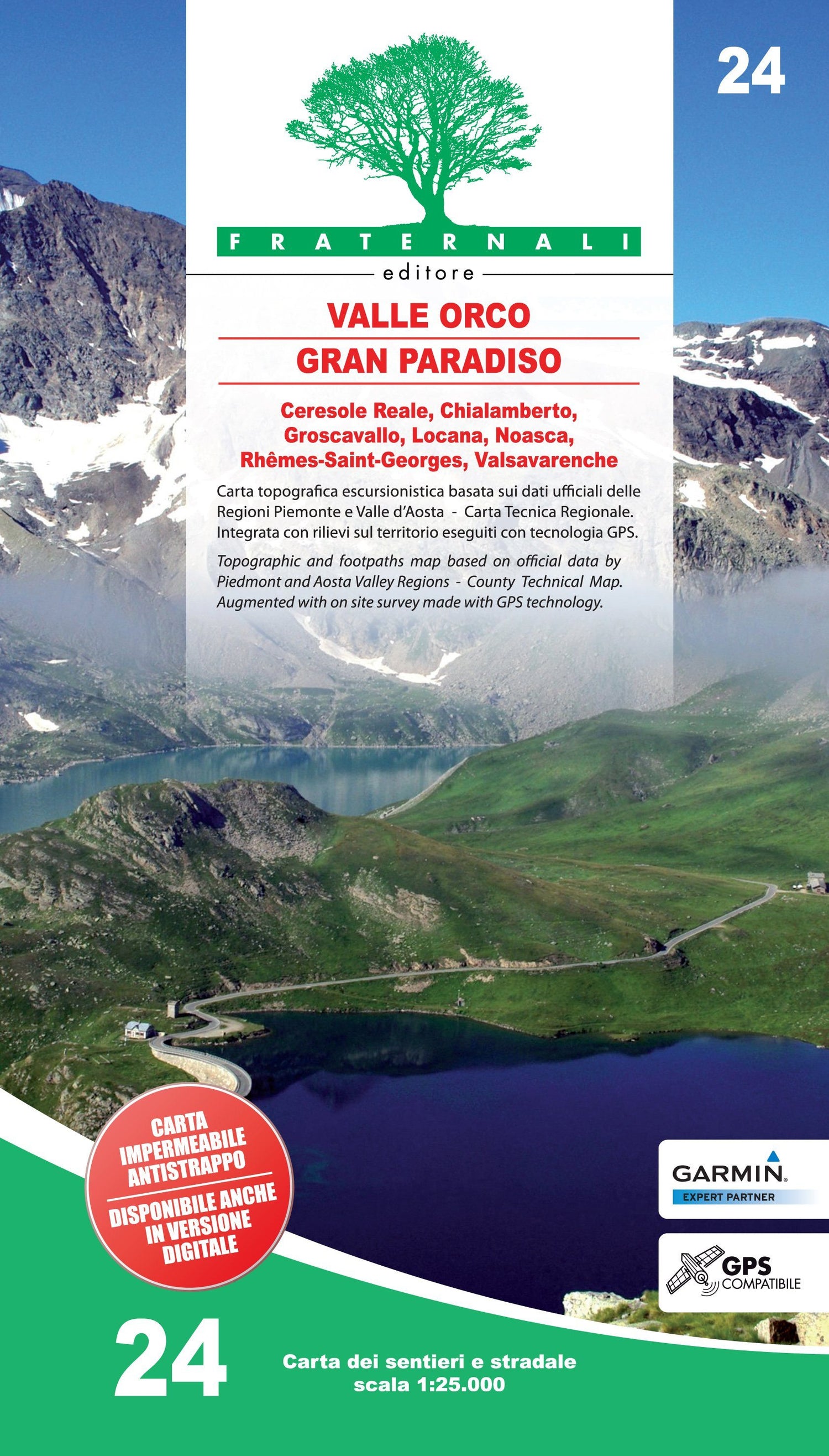 Carte de randonnée n° 24 - Alta Valle Orco, Gran Paradiso | Fraternali - 1/25 000 carte de randonnée Fraternali Default Title