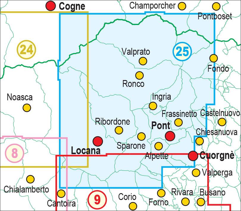 Carte de randonnée n° 25-25 - Valle Orco, Val Soana | Fraternali - 1/25 000 carte pliée Fraternali 