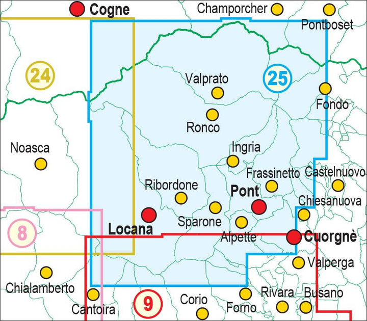 Carte de randonnée n° 25-25 - Valle Orco, Val Soana | Fraternali - 1/25 000 carte pliée Fraternali 